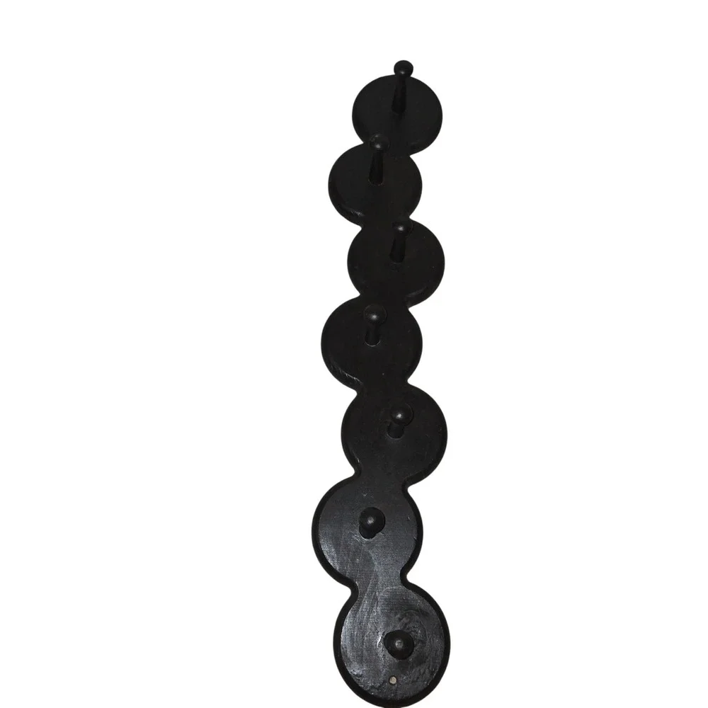 Vintage Handmade Wooden Dark‎ Brown Wall Coat Rack 27